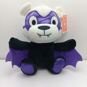 Halloween Vampire Bat Teddy Bear Plush Toy Purple Black White Boo Hallmark